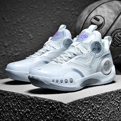 Men's Stylish Mid-Top Basketball Shoes, Non-Slip, Lightweight, Shock-Absorbing, Breathable Lace-Up Casual Sports Shoes Suitable for Running, Walking, and Gym