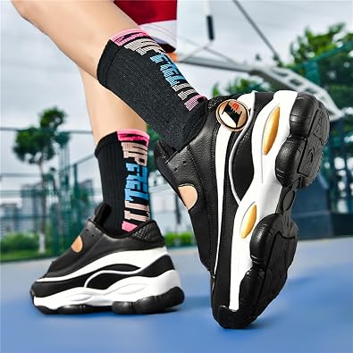 Men's Leather Lace-Up Round-Toe Casual Sports Shoes with Non-Slip Soles and Cushioning, Lightweight High-Top Basketball Shoes Suitable for Basketball Training, Competitions, and Running