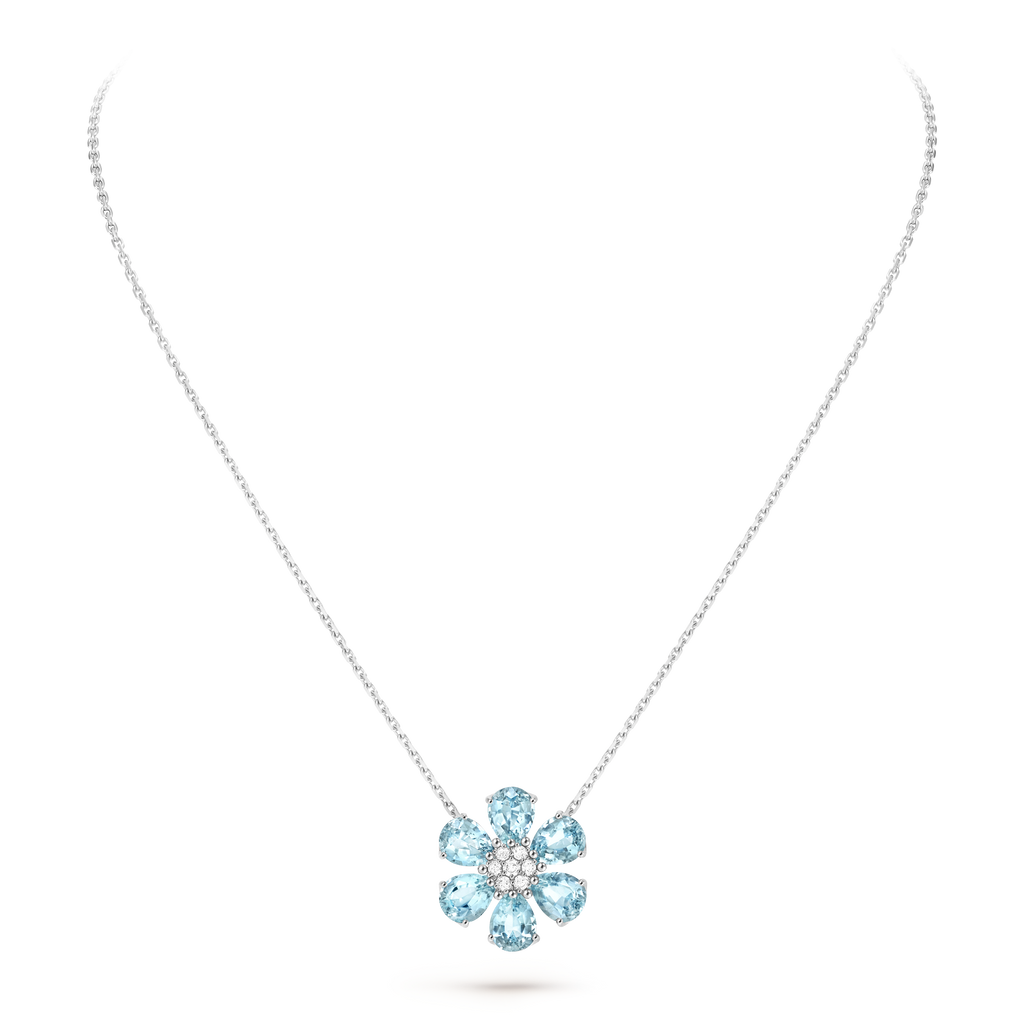 Van Cleef & Arpels Frivole collection medium model aquamarine pendant necklace