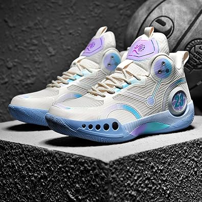 Men's Stylish Mid-Top Basketball Shoes, Non-Slip, Lightweight, Shock-Absorbing, Breathable Lace-Up Casual Sports Shoes Suitable for Running, Walking, and Gym