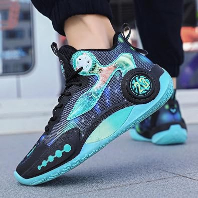 Men's High-Top Non-Slip Shock-Absorbing Comfortable Lace-Up Basketball Shoes Mesh Breathable Lightweight Casual Sports Shoes Suitable for Street Campus Basketball Gym Exercise