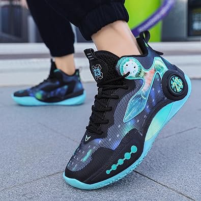 Men's High-Top Non-Slip Shock-Absorbing Comfortable Lace-Up Basketball Shoes Mesh Breathable Lightweight Casual Sports Shoes Suitable for Street Campus Basketball Gym Exercise