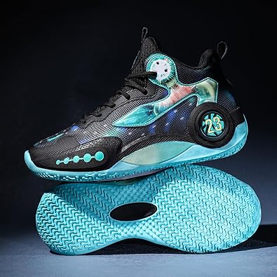 Men's High-Top Non-Slip Shock-Absorbing Comfortable Lace-Up Basketball Shoes Mesh Breathable Lightweight Casual Sports Shoes Suitable for Street Campus Basketball Gym Exercise