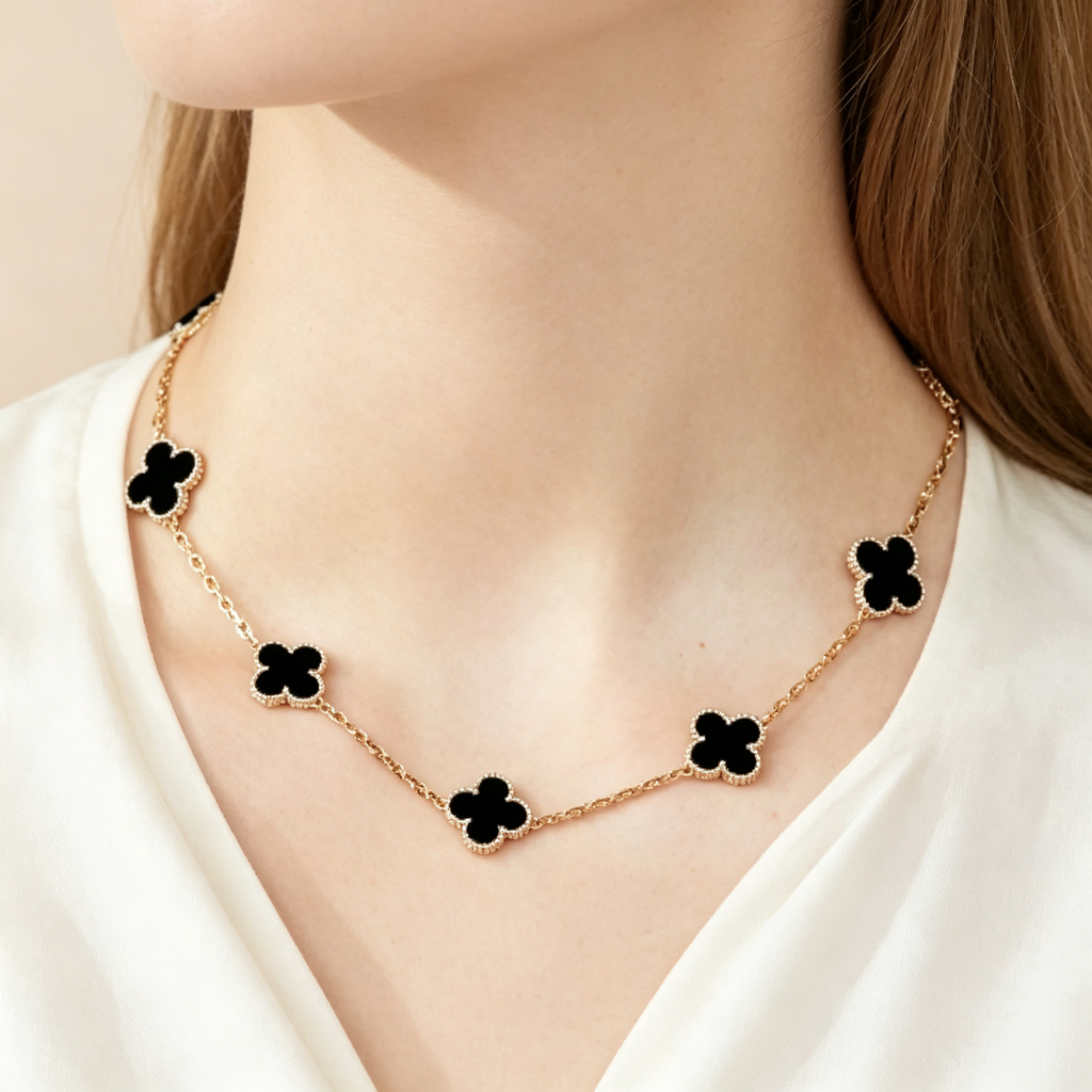 Van Cleef & Arpels Vintage Alhambra 10-motif onyx necklace