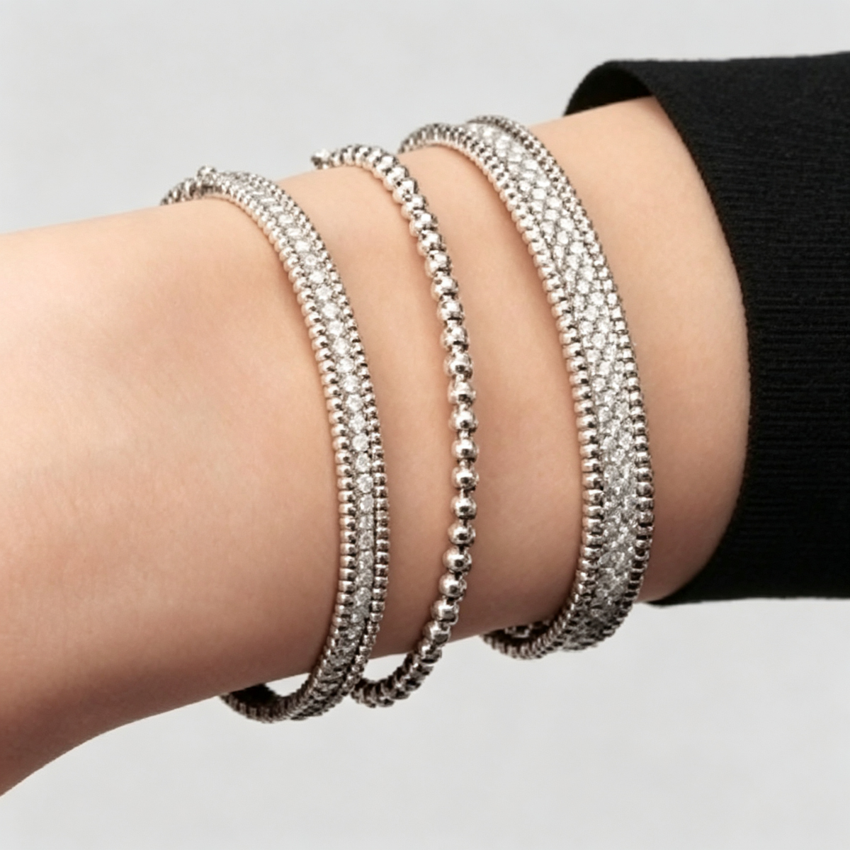 Van Cleef & Arpels Perlée collection three-row bracelet