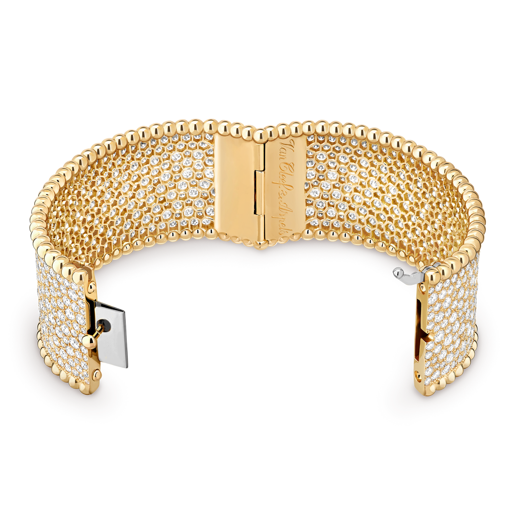 Van Cleef & Arpels Perlée wide bracelet, fully set with diamonds
