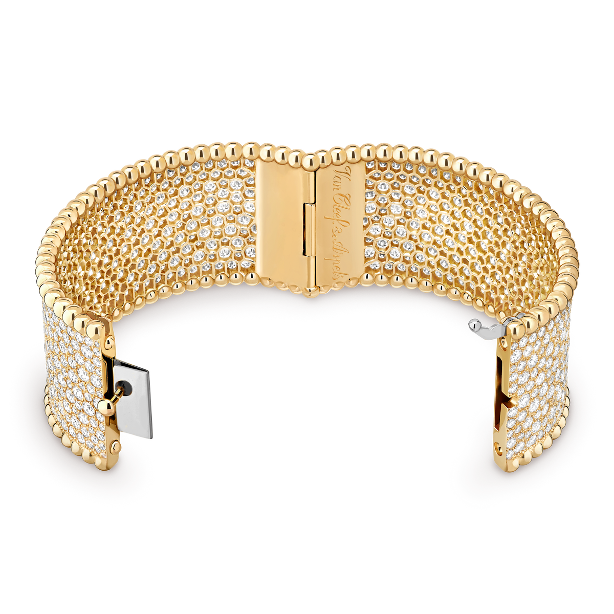 Van Cleef & Arpels Perlée wide bracelet, fully set with diamonds