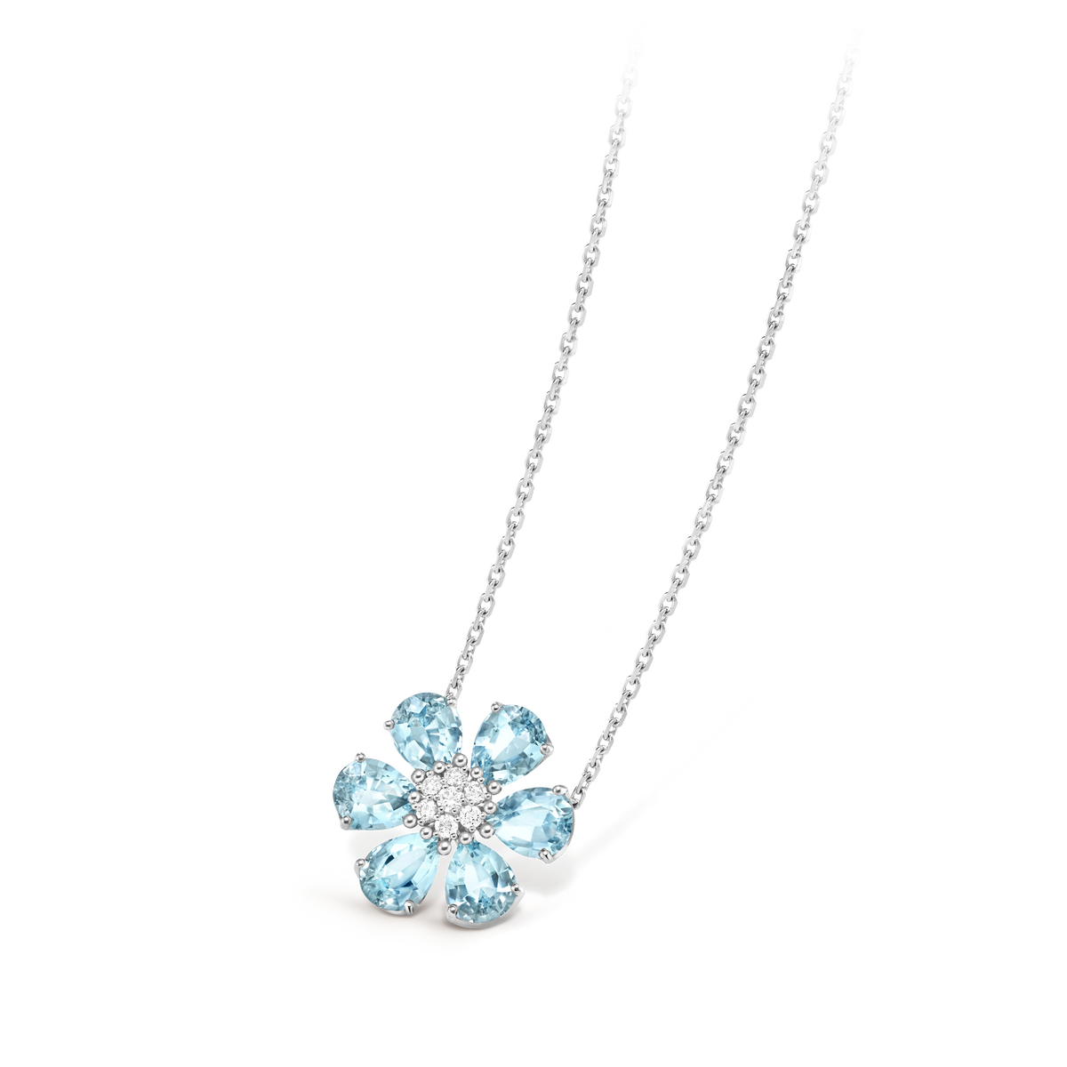 Van Cleef & Arpels Frivole collection medium model aquamarine pendant necklace