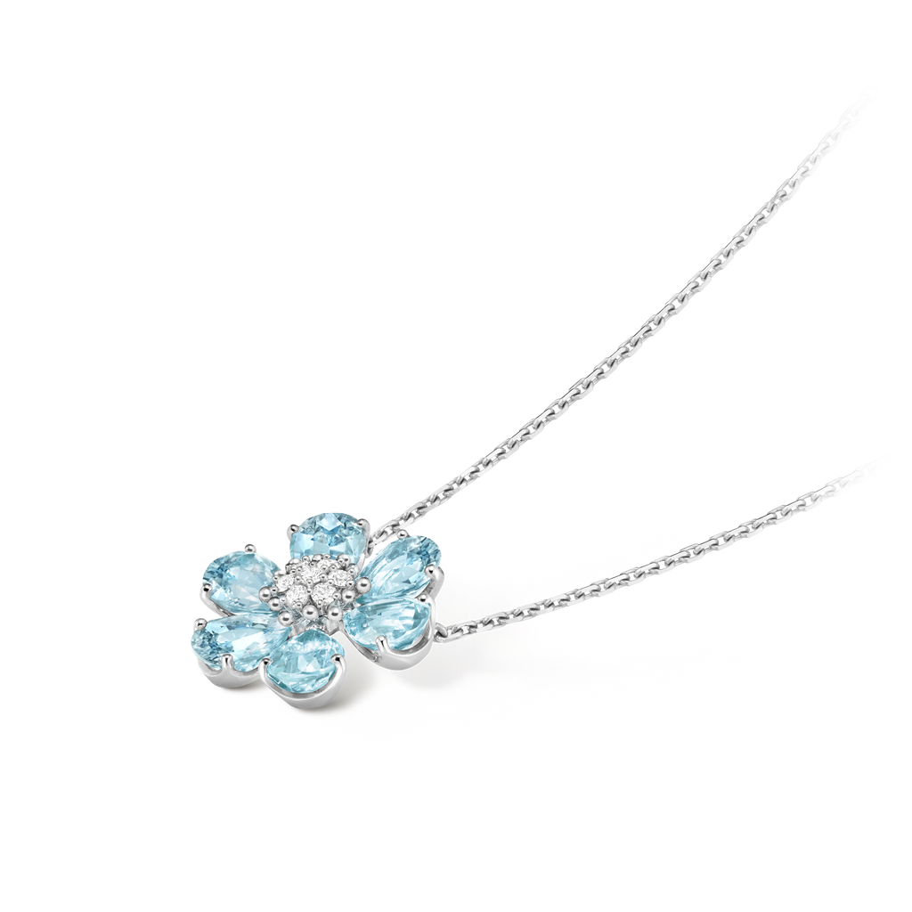 Van Cleef & Arpels Frivole collection medium model aquamarine pendant necklace