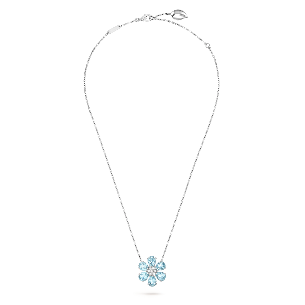 Van Cleef & Arpels Frivole collection medium model aquamarine pendant necklace