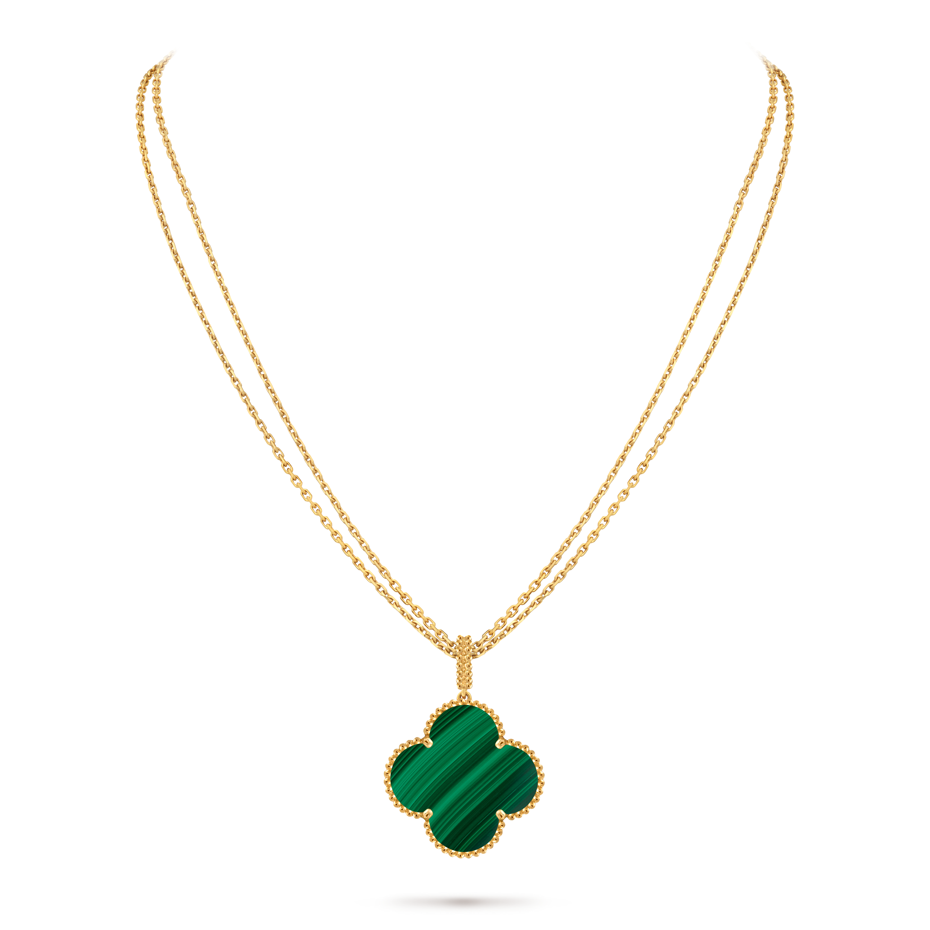 Van Cleef & Arpels Alhambra collection malachite clover necklace