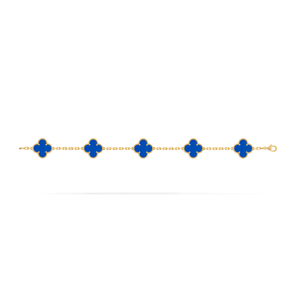 Van Cleef & Arpels Vintage Alhambra 5-motif bracelet, blue chalcedony