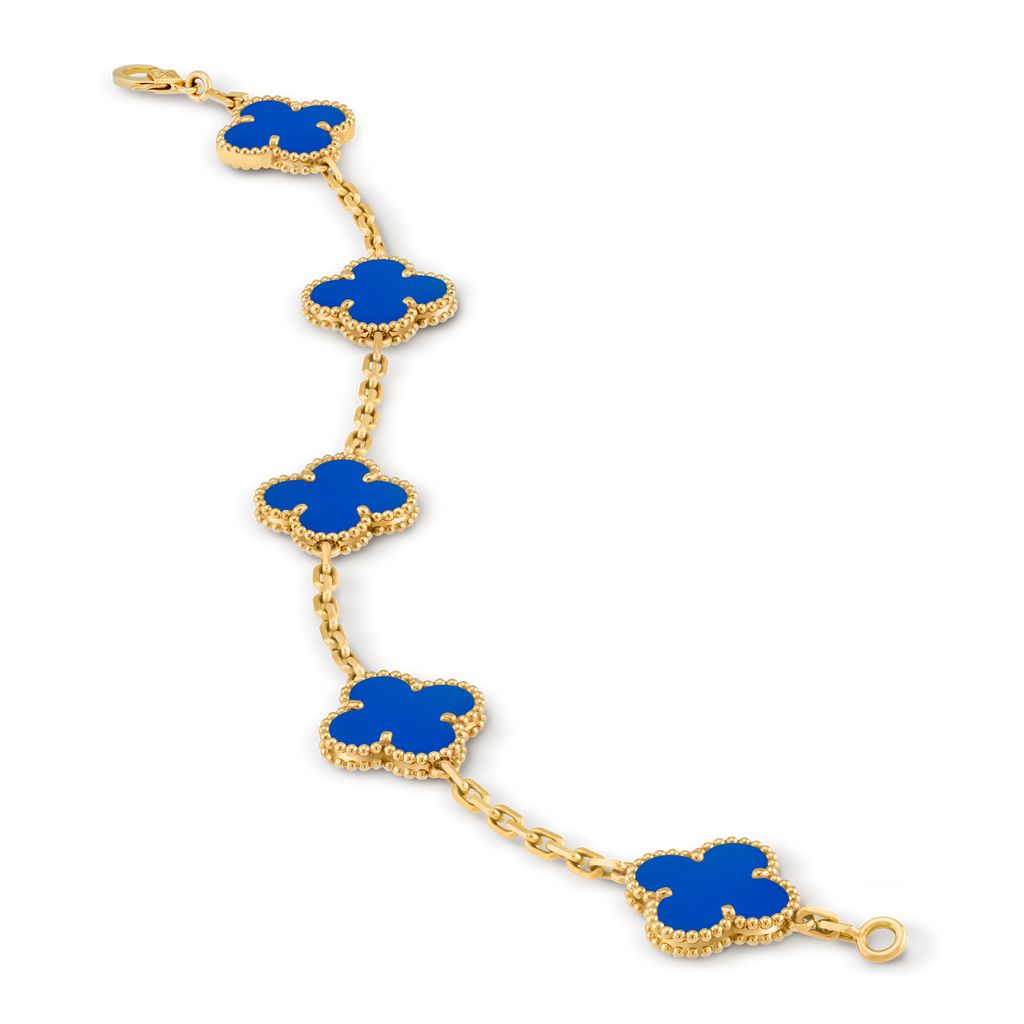 Van Cleef & Arpels Vintage Alhambra 5-motif bracelet, blue chalcedony