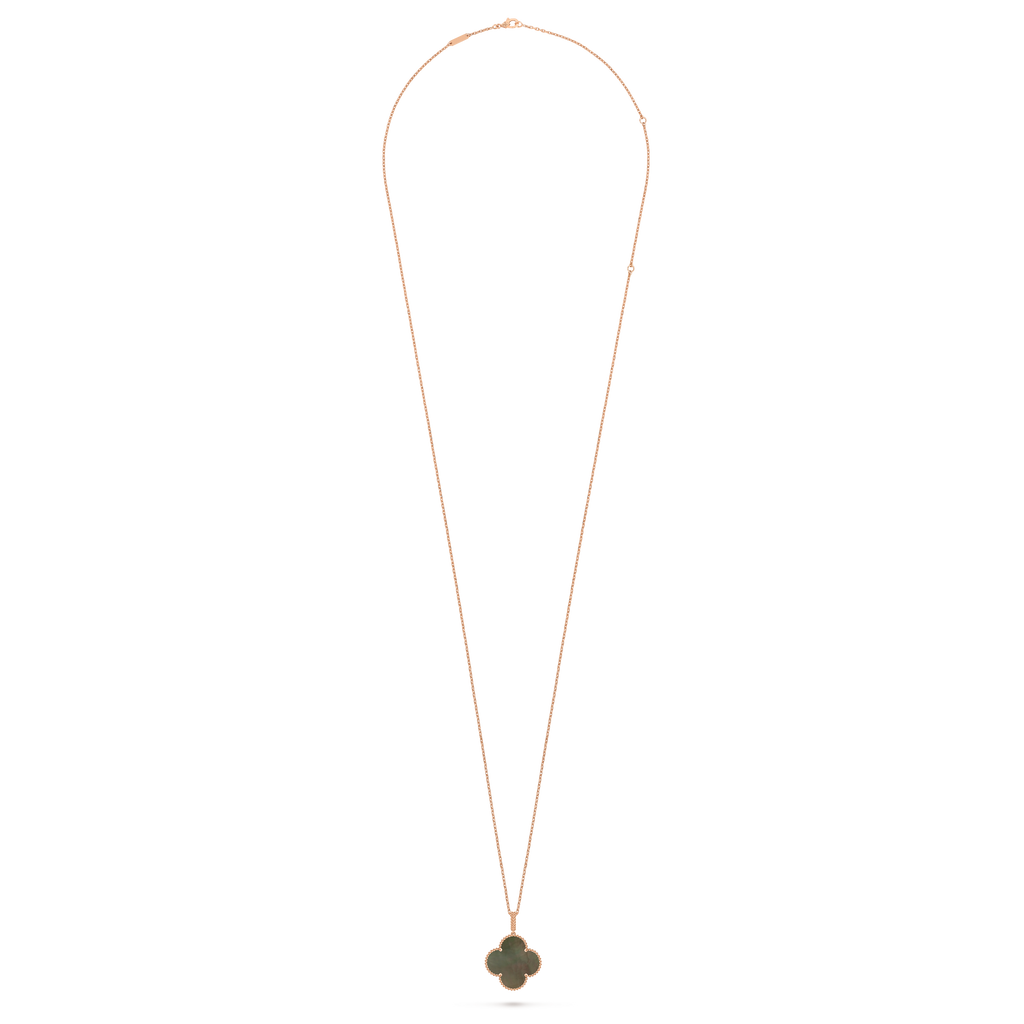 Van Cleef & Arpels Vintage Alhambra medium-sized grey mother-of-pearl clover necklace