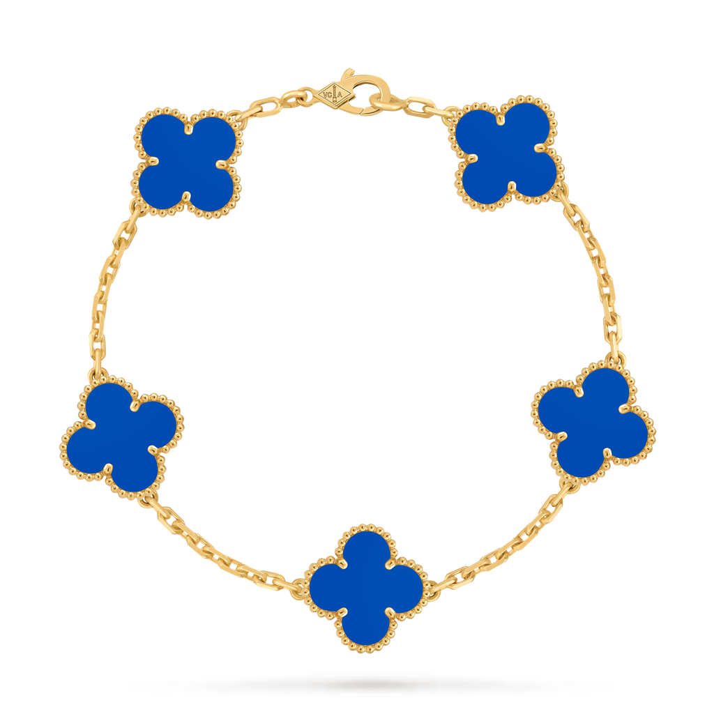 Van Cleef & Arpels Vintage Alhambra 5-motif bracelet, blue chalcedony