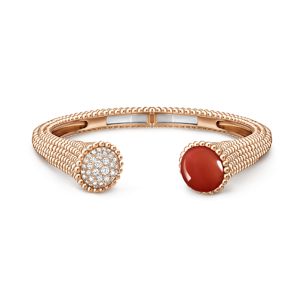 Van Cleef & Arpels Perlée Couleurs rose gold and carnelian bracelet