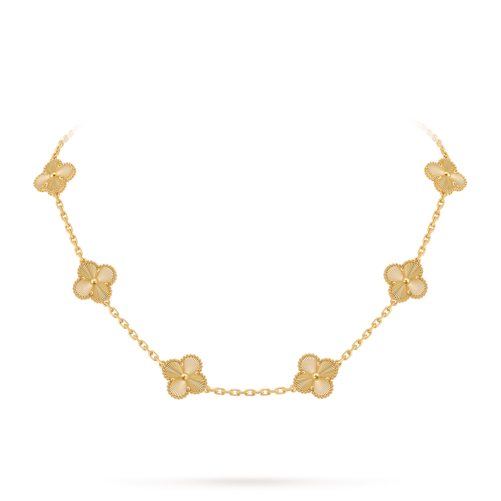 Van Cleef & Arpels Vintage Alhambra yellow gold 10-motif necklace