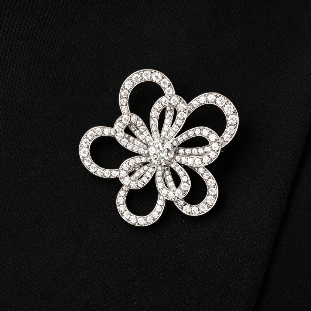 Van Cleef & Arpels Flowerlace Collection White Gold Pendant Necklace