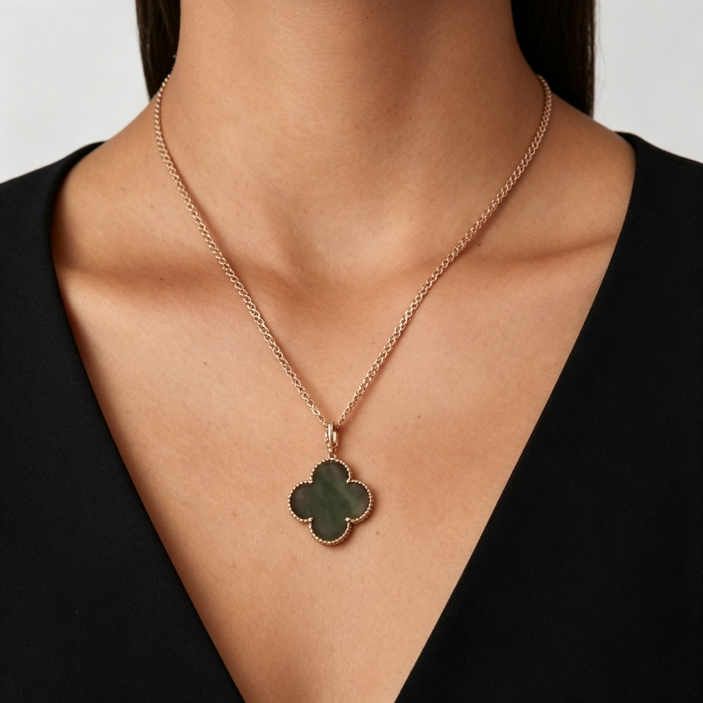 Van Cleef & Arpels Vintage Alhambra medium-sized grey mother-of-pearl clover necklace