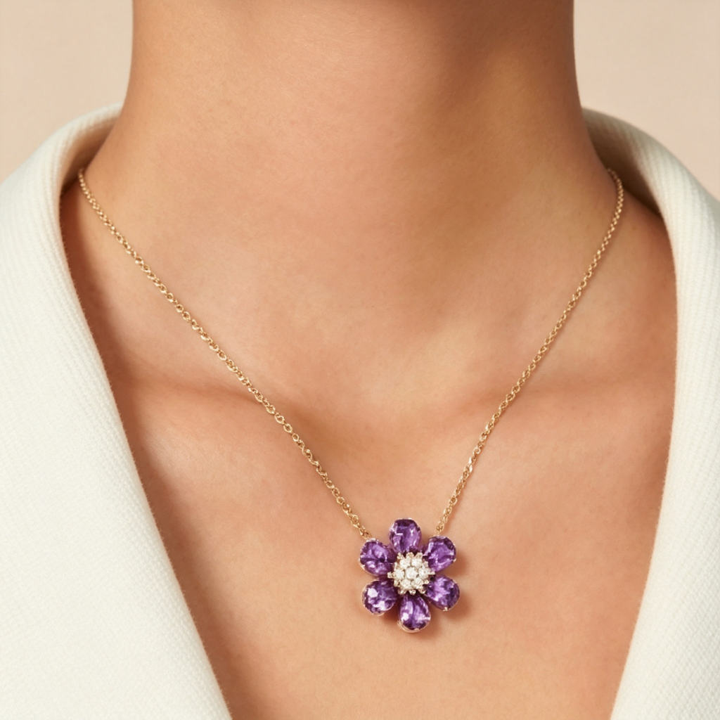 Van Cleef & Arpels Frivole Collection Yellow Gold and Amethyst Pendant Necklace