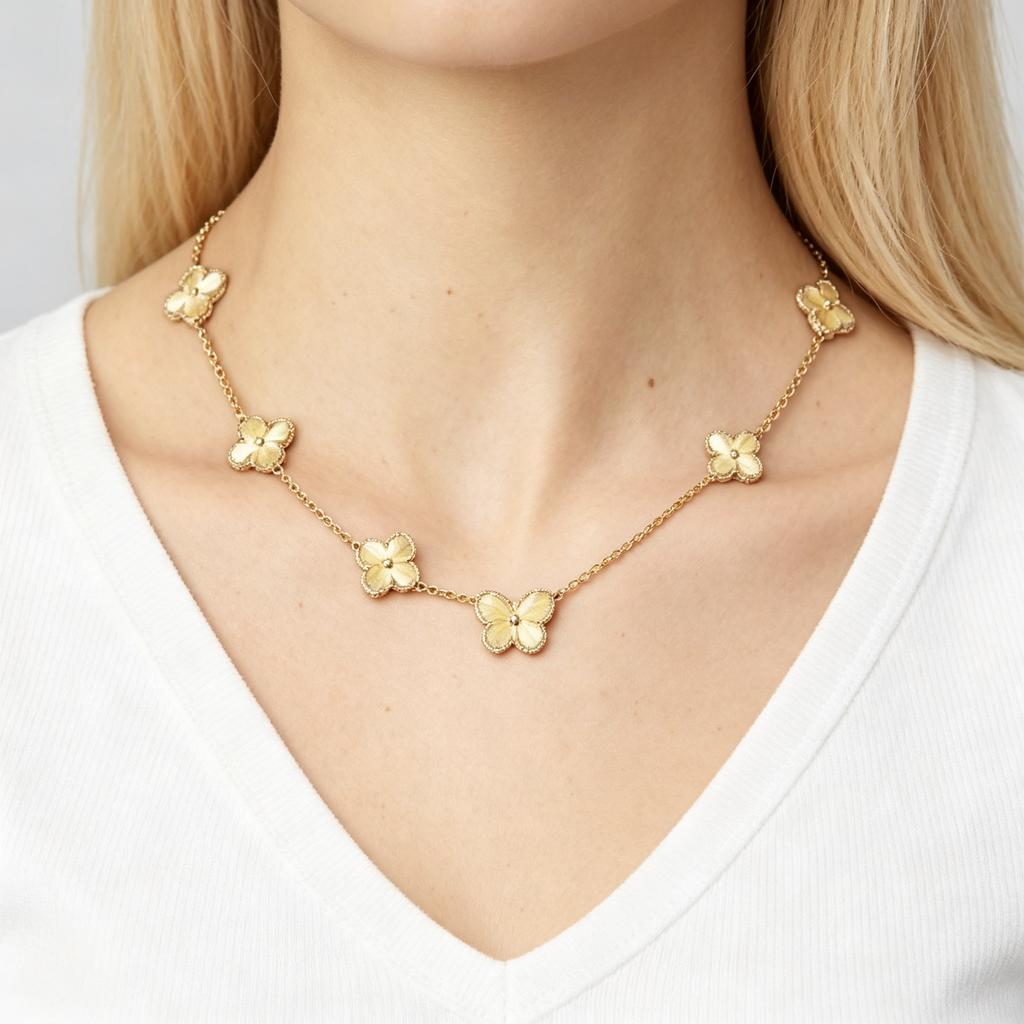 Van Cleef & Arpels Vintage Alhambra yellow gold 10-motif necklace