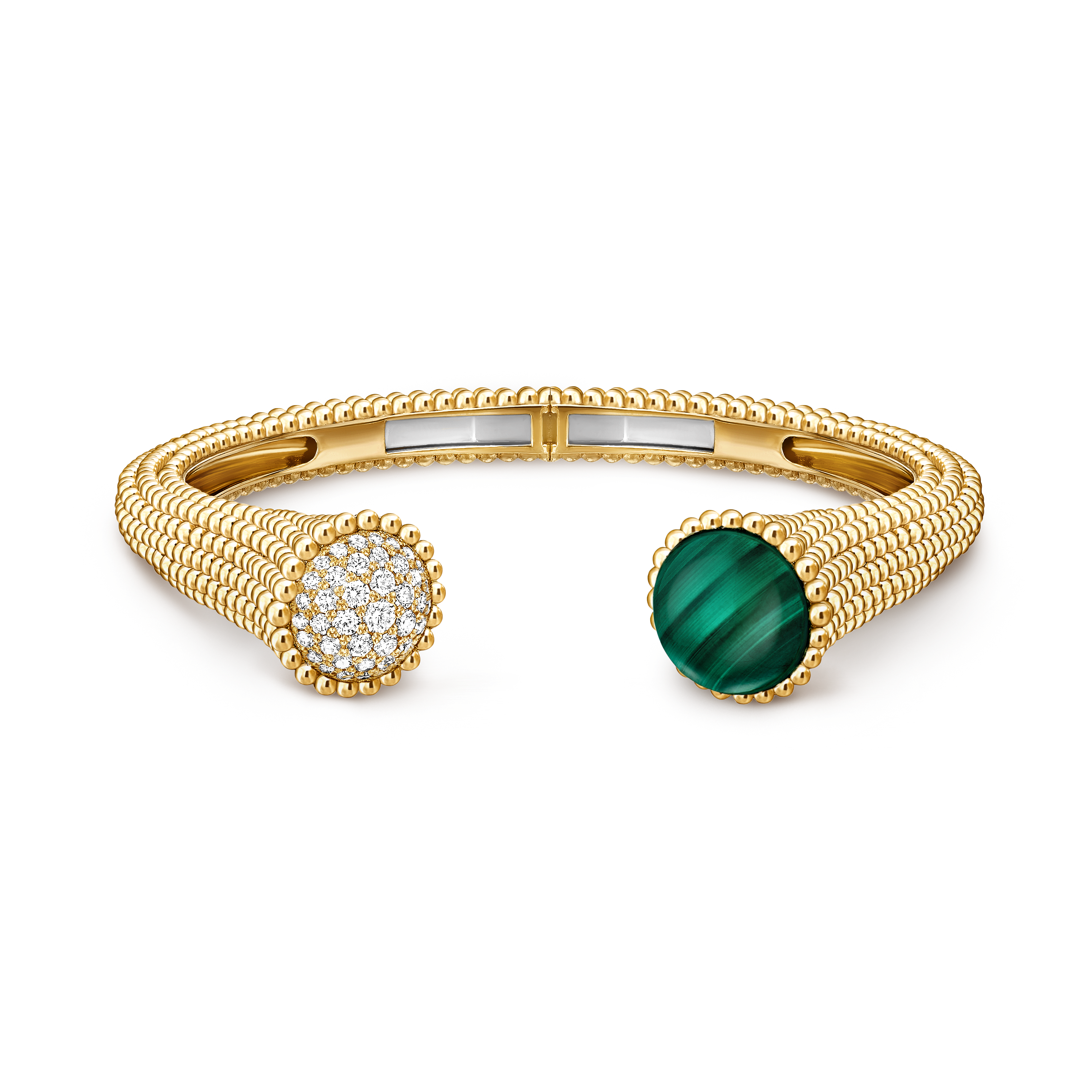 Van Cleef & Arpels Perlée Couleurs yellow gold, malachite, and diamond bracelet