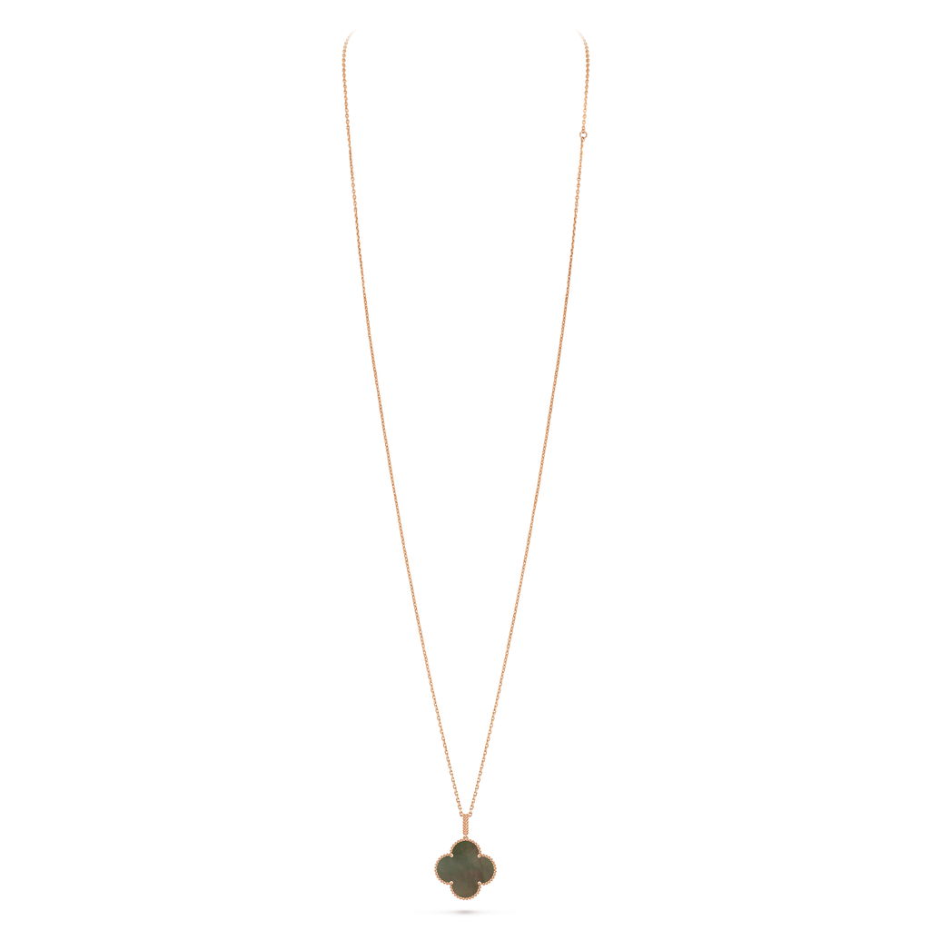 Van Cleef & Arpels Vintage Alhambra medium-sized grey mother-of-pearl clover necklace