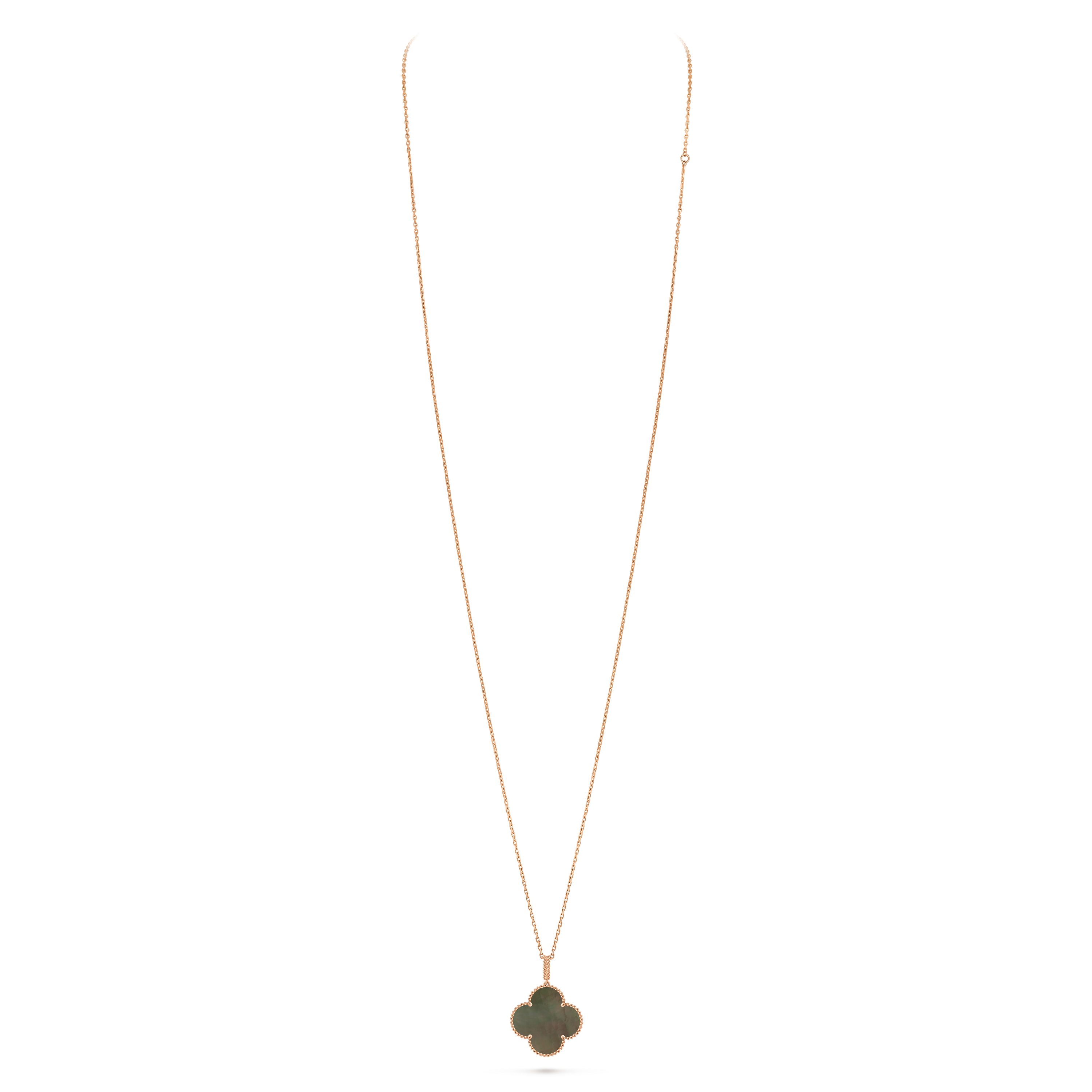 Van Cleef & Arpels Vintage Alhambra medium-sized grey mother-of-pearl clover necklace