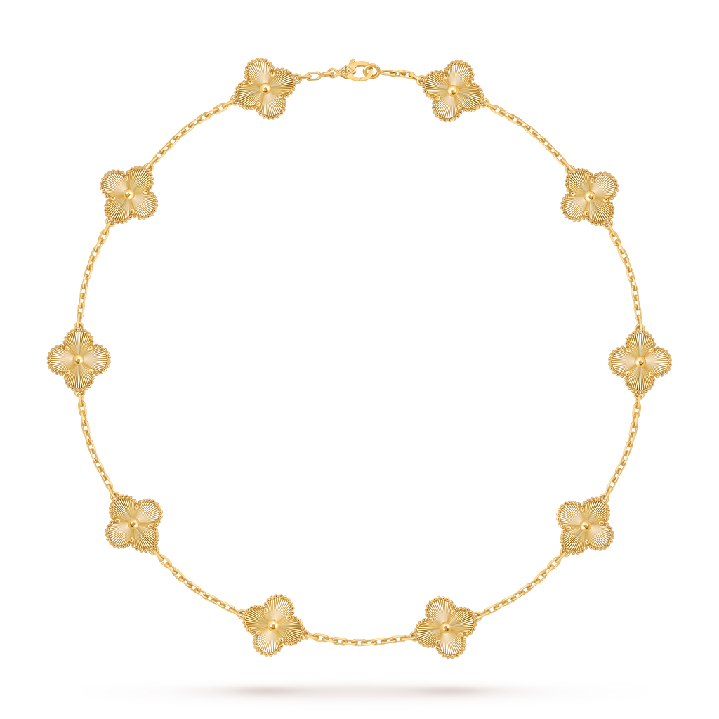 Van Cleef & Arpels Vintage Alhambra yellow gold 10-motif necklace
