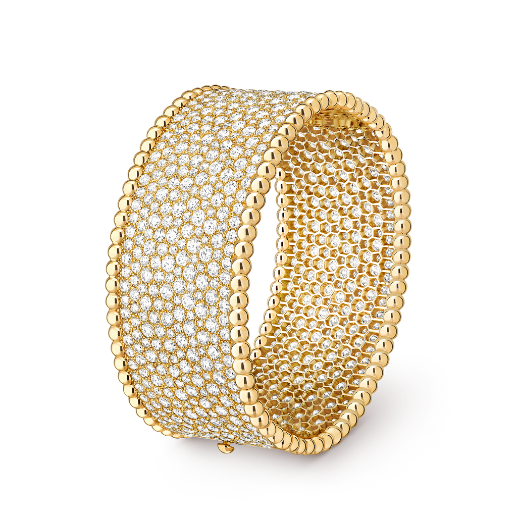 Van Cleef & Arpels Perlée wide bracelet, fully set with diamonds