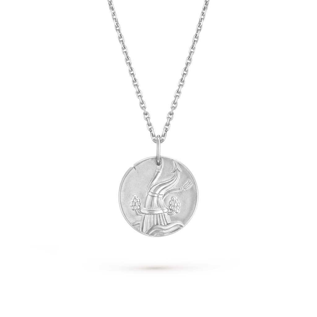 Van Cleef & Arpels Zodiaque (Poetic Astronomy) collection Aquarius gold medallion pendant necklace