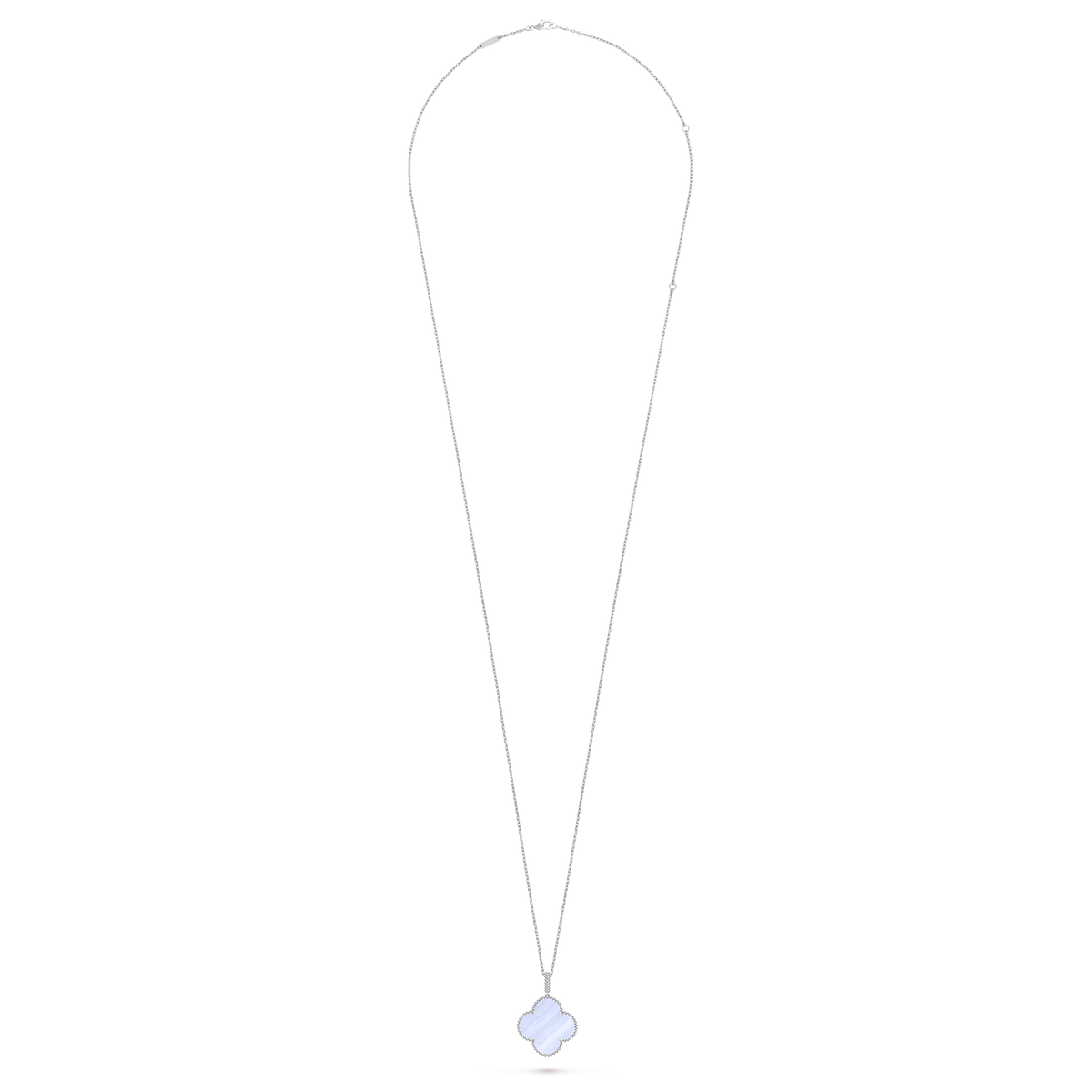 Van Cleef & Arpels Magic Alhambra Large Long Necklace in Blue Chalcedony