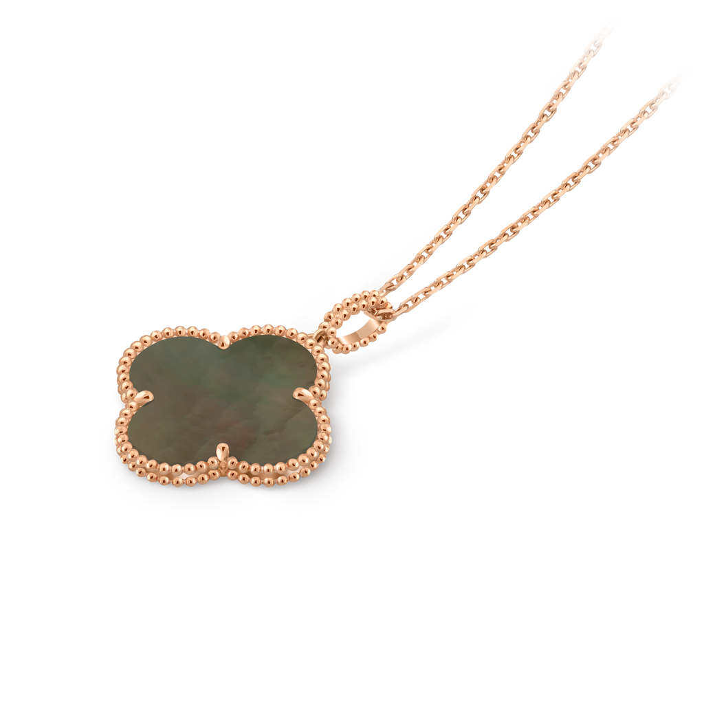 Van Cleef & Arpels Vintage Alhambra medium-sized grey mother-of-pearl clover necklace