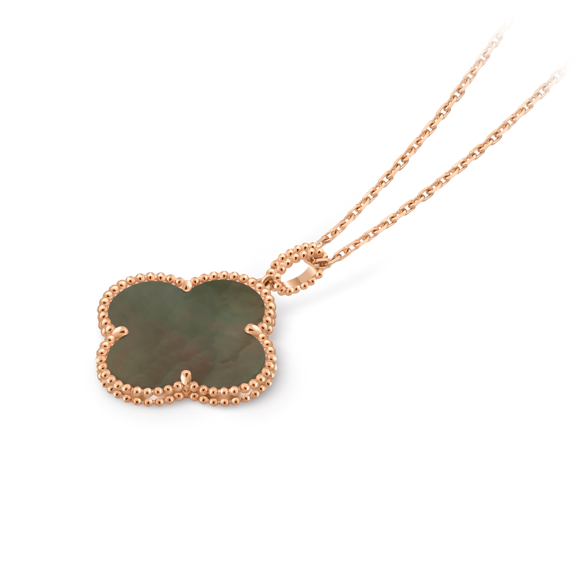 Van Cleef & Arpels Vintage Alhambra medium-sized grey mother-of-pearl clover necklace