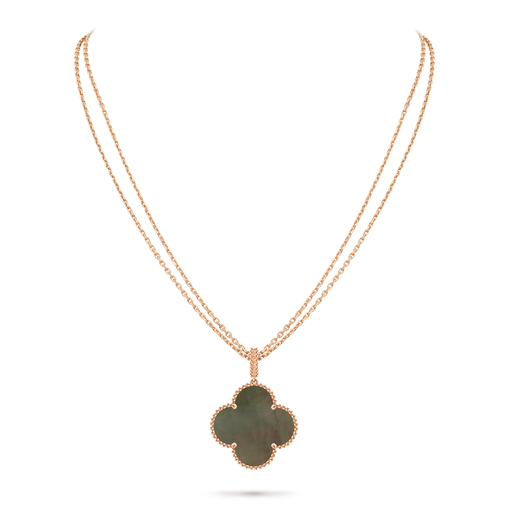 Van Cleef & Arpels Vintage Alhambra medium-sized grey mother-of-pearl clover necklace