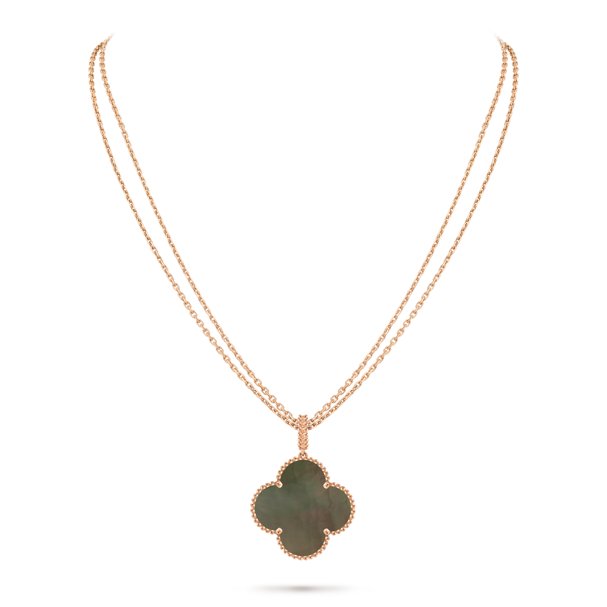 Van Cleef & Arpels Vintage Alhambra medium-sized grey mother-of-pearl clover necklace